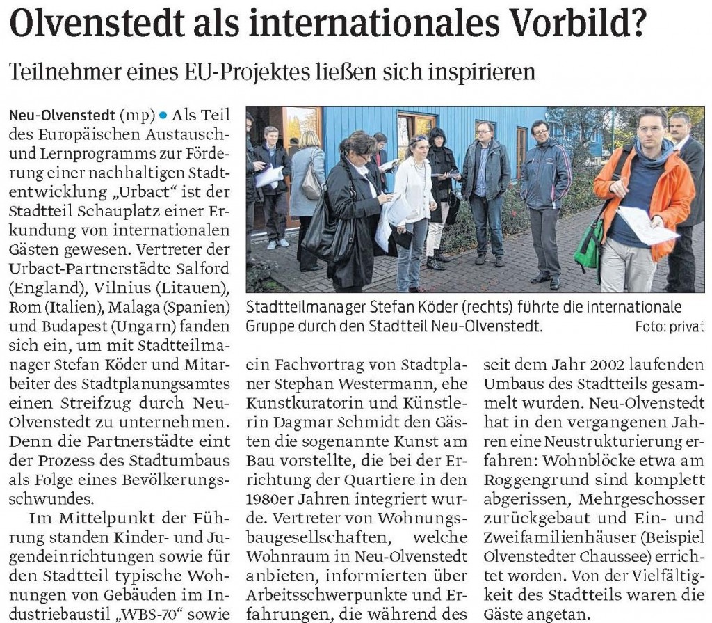 Bericht vom internationalen RE-Block-Treffen in Neu Olvenstedt (Quelle: Volksstimme 2.11.2013)